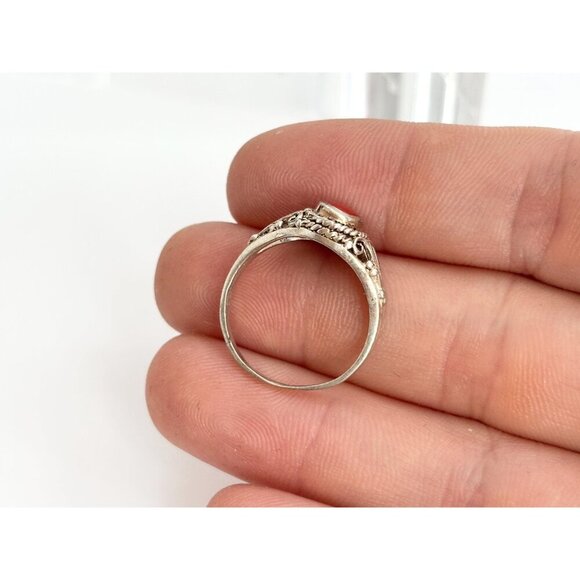 Natural Coral Cabochon Sterling Silver SW Style 925 Ring - multiple sizes - Picture 9 of 10